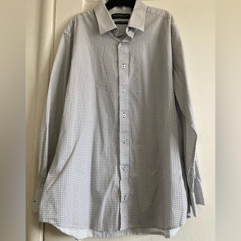 Classic Gray Dress Shirt with Subtle Check Pattern